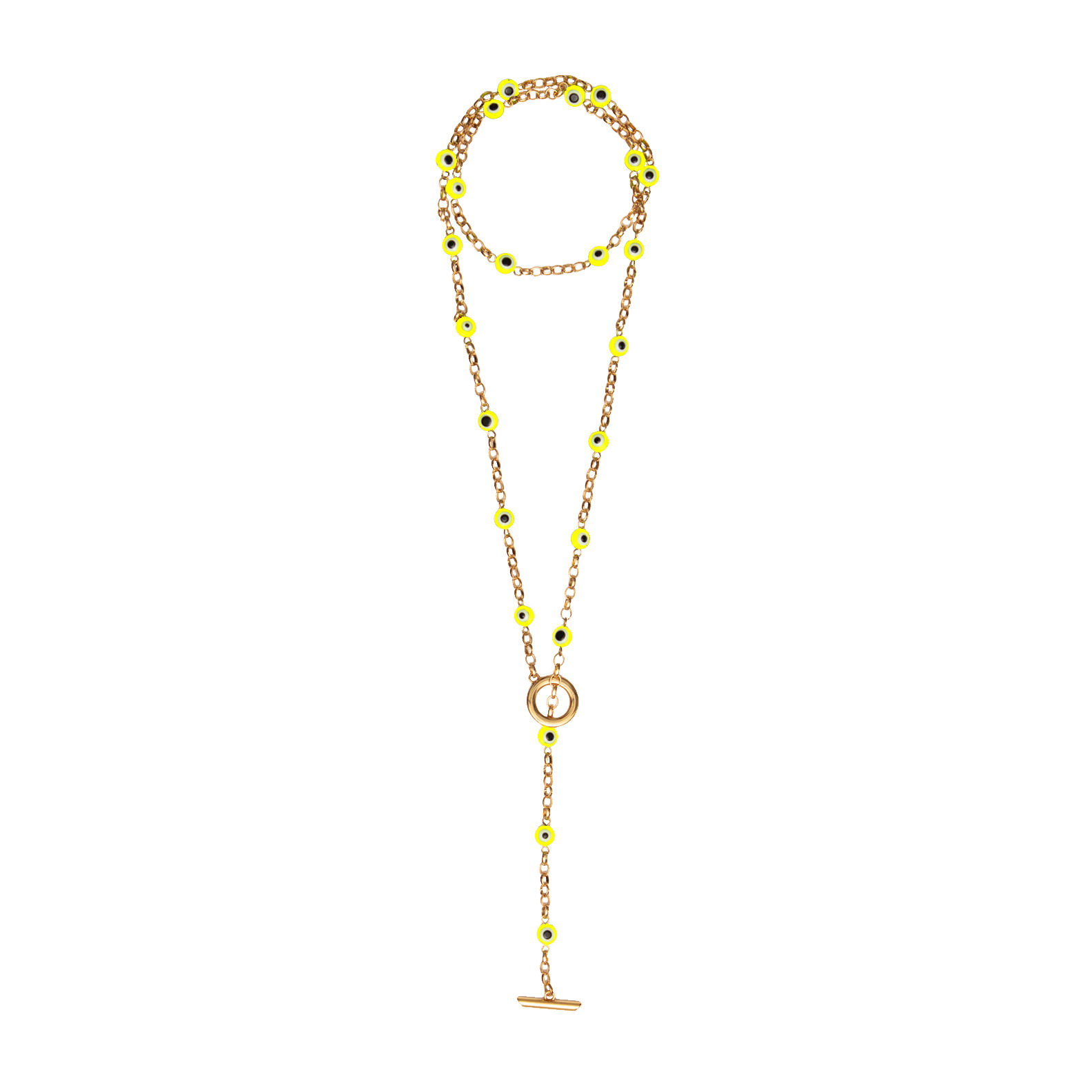 COLAR GRAVATINHA OLHO GREGO AMARELO