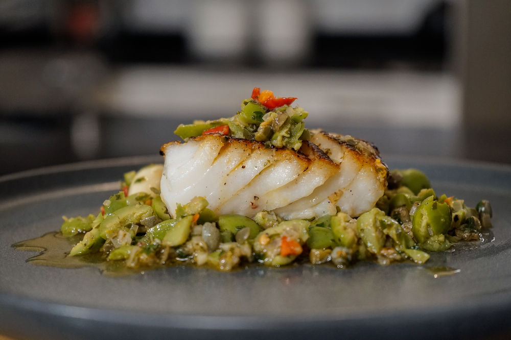 Cod with Castelvetrano Olives and Capers