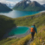 person hiking in alaska wilderness with wildlife and mountains and coastline.jpg