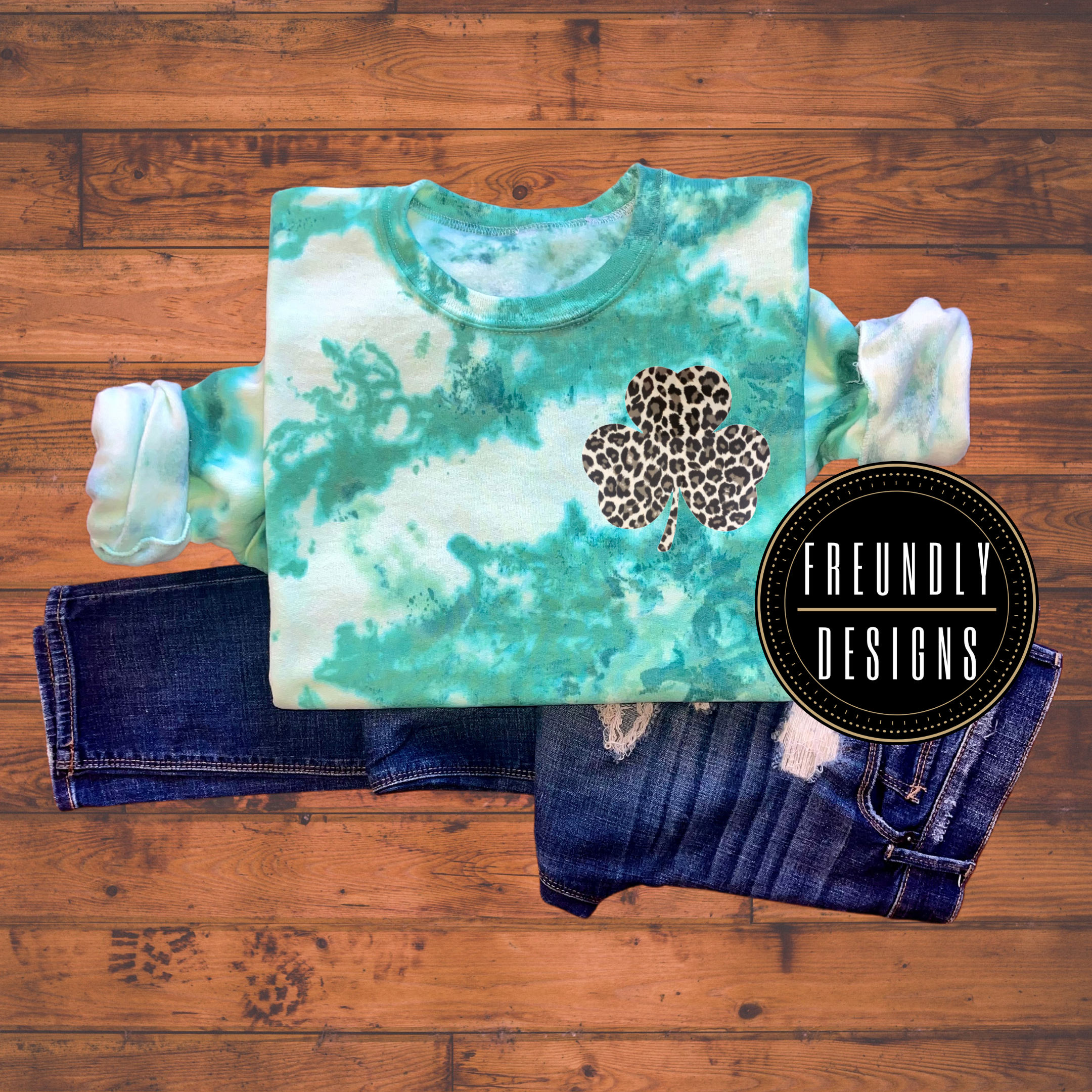 Leopard Shamrock Green Tie-Dye