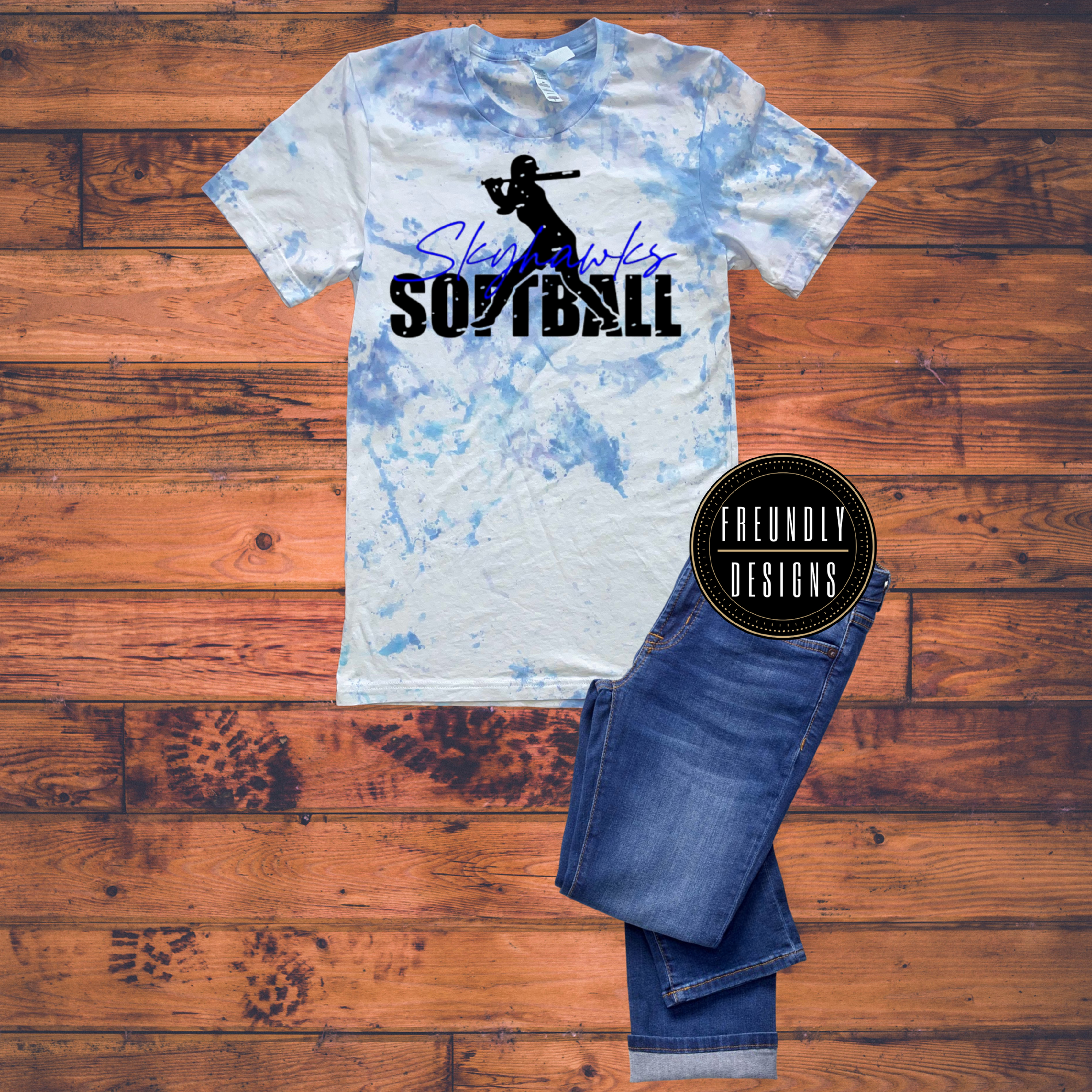 Skyhawks Softball Player Blue Tie-Dye