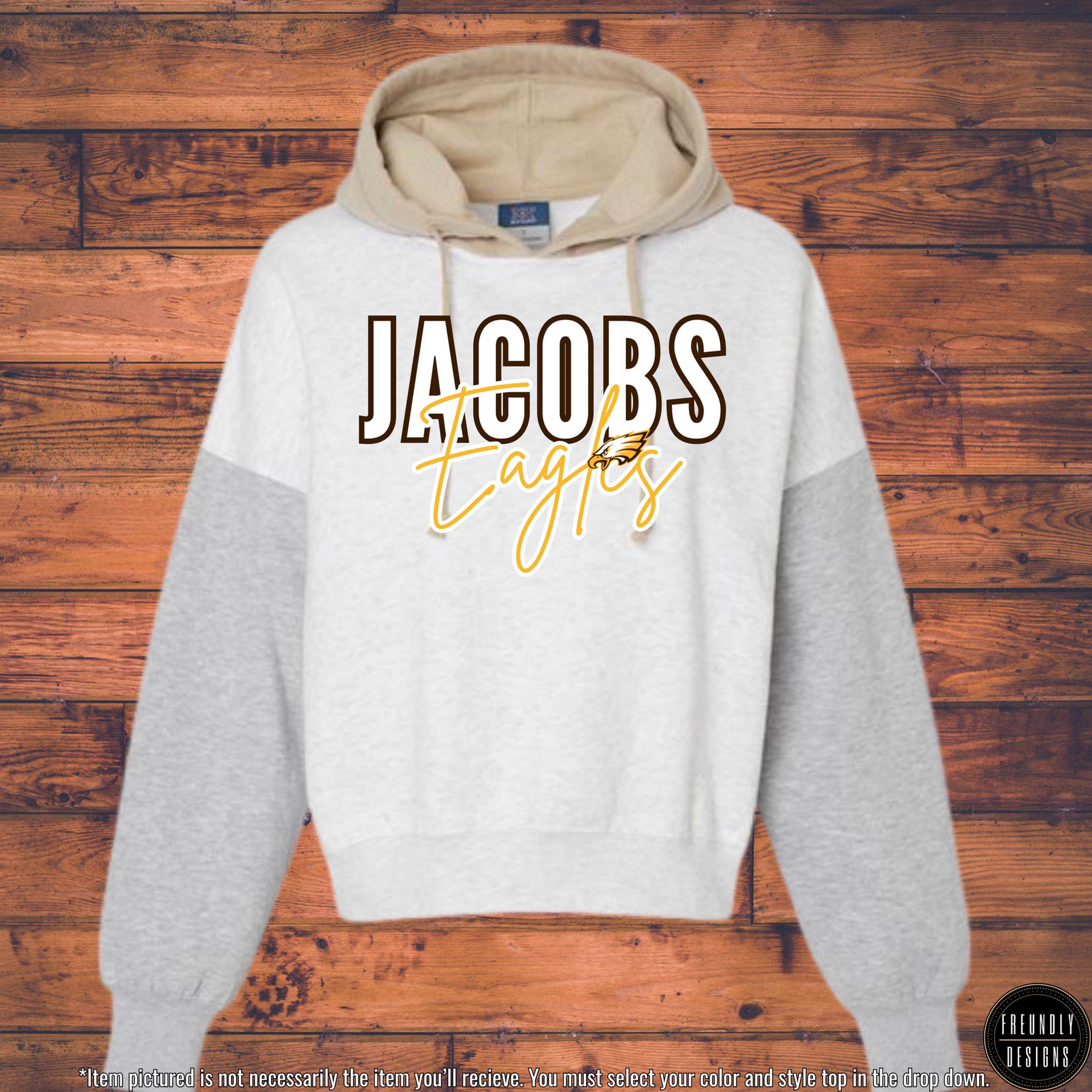 Jacobs Eagles Tri-Color Colorblock Cropped Hoodies