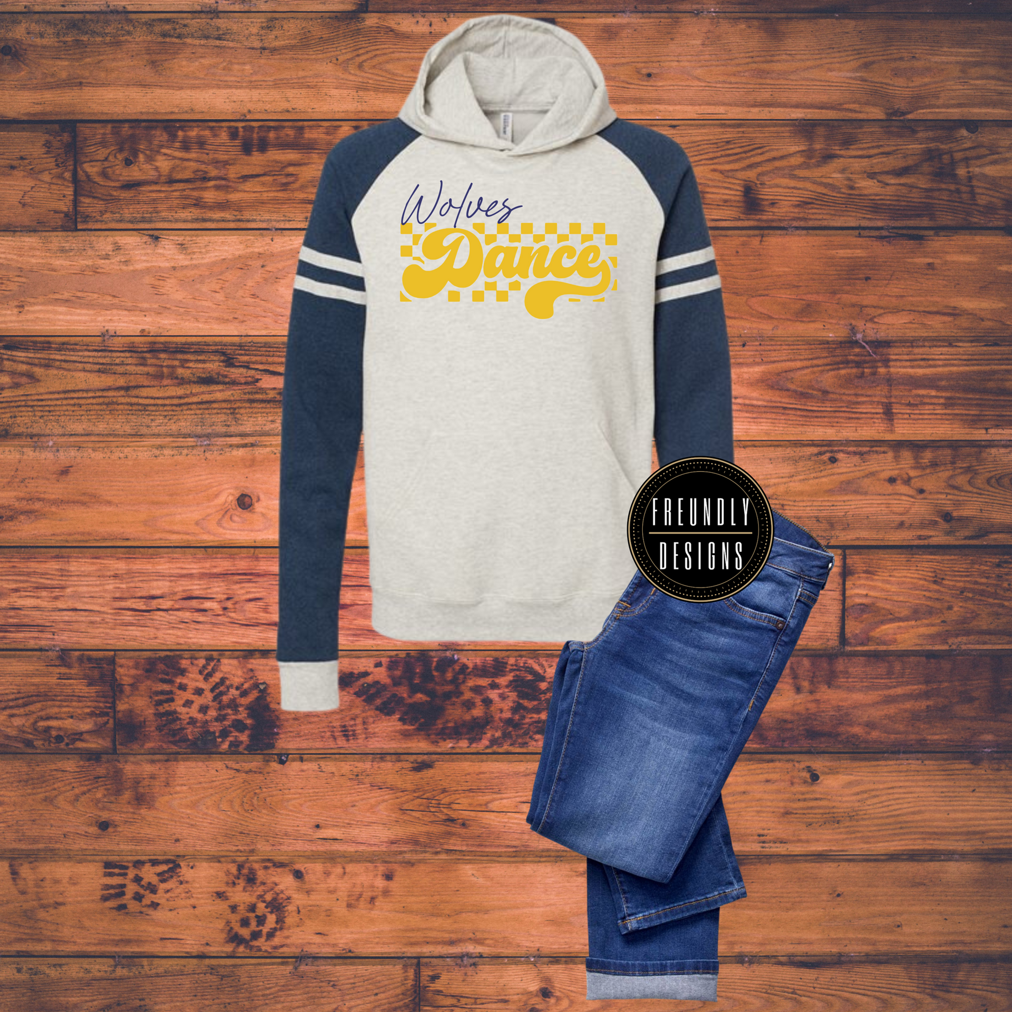 Wolves Dance Retro Raglan Hoodie