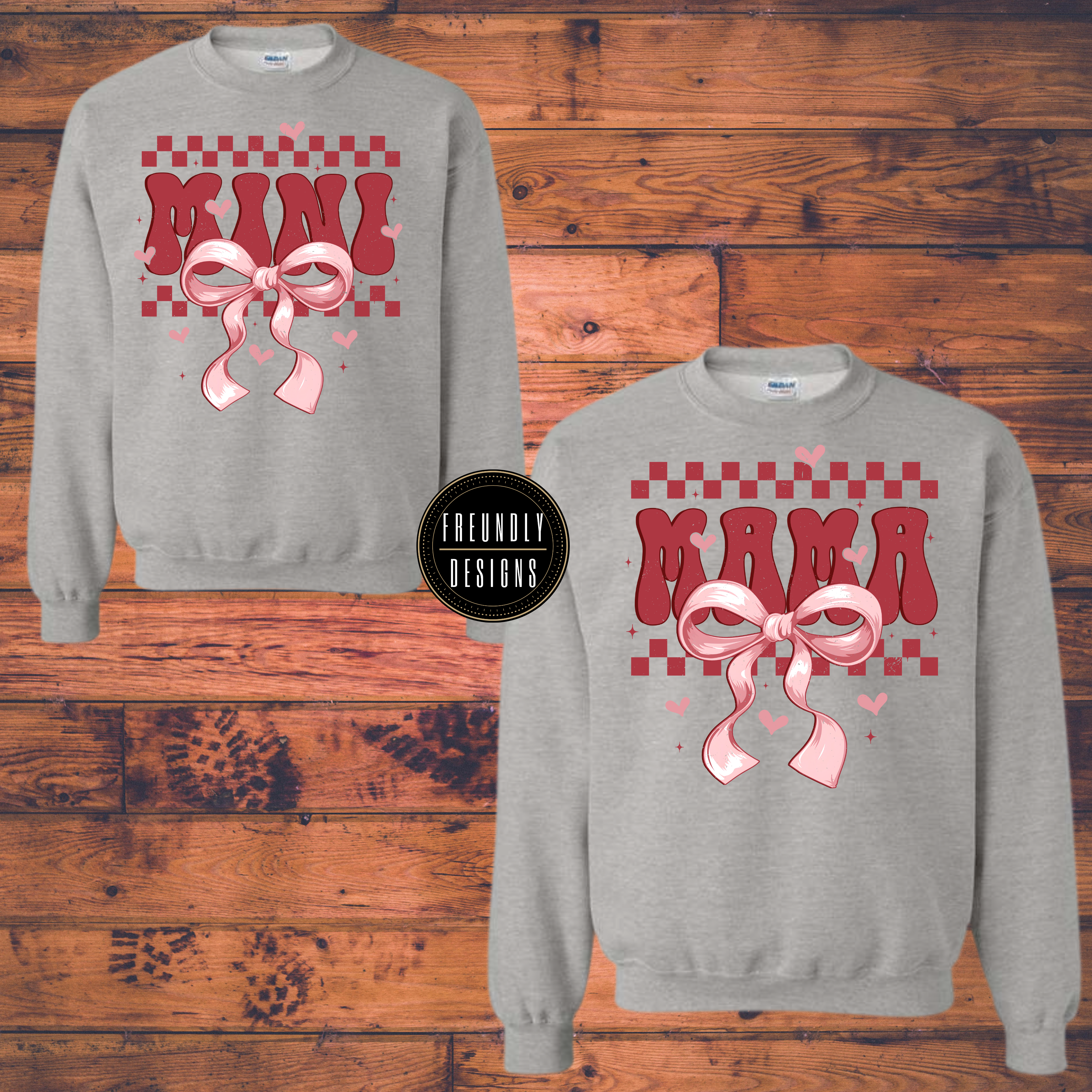 Mama Mini Bow Checkered Set