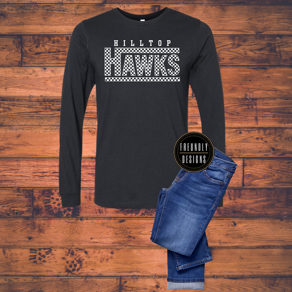 Hilltop Hawks Checkered Lines Long Sleeve