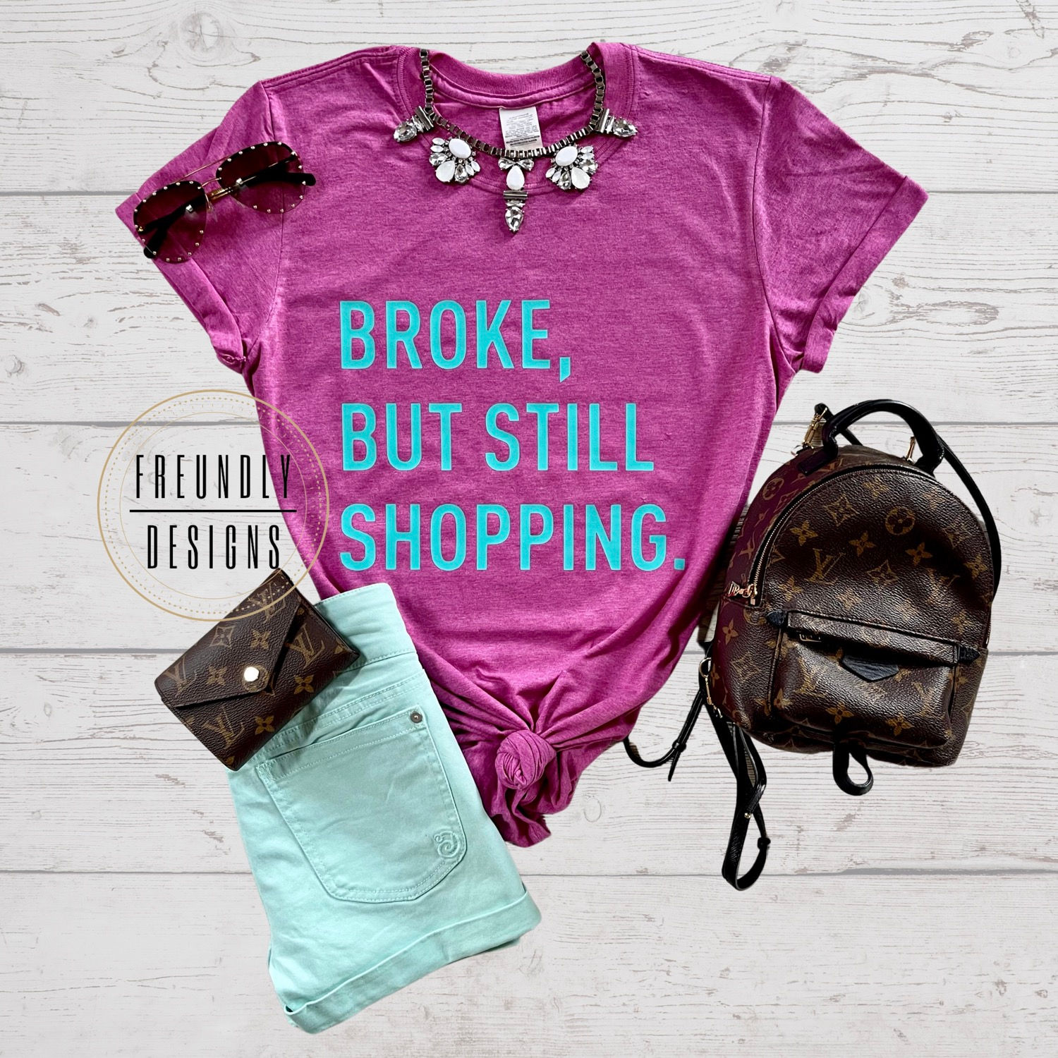 Broke, But Still Shopping T-Shirt | Pink