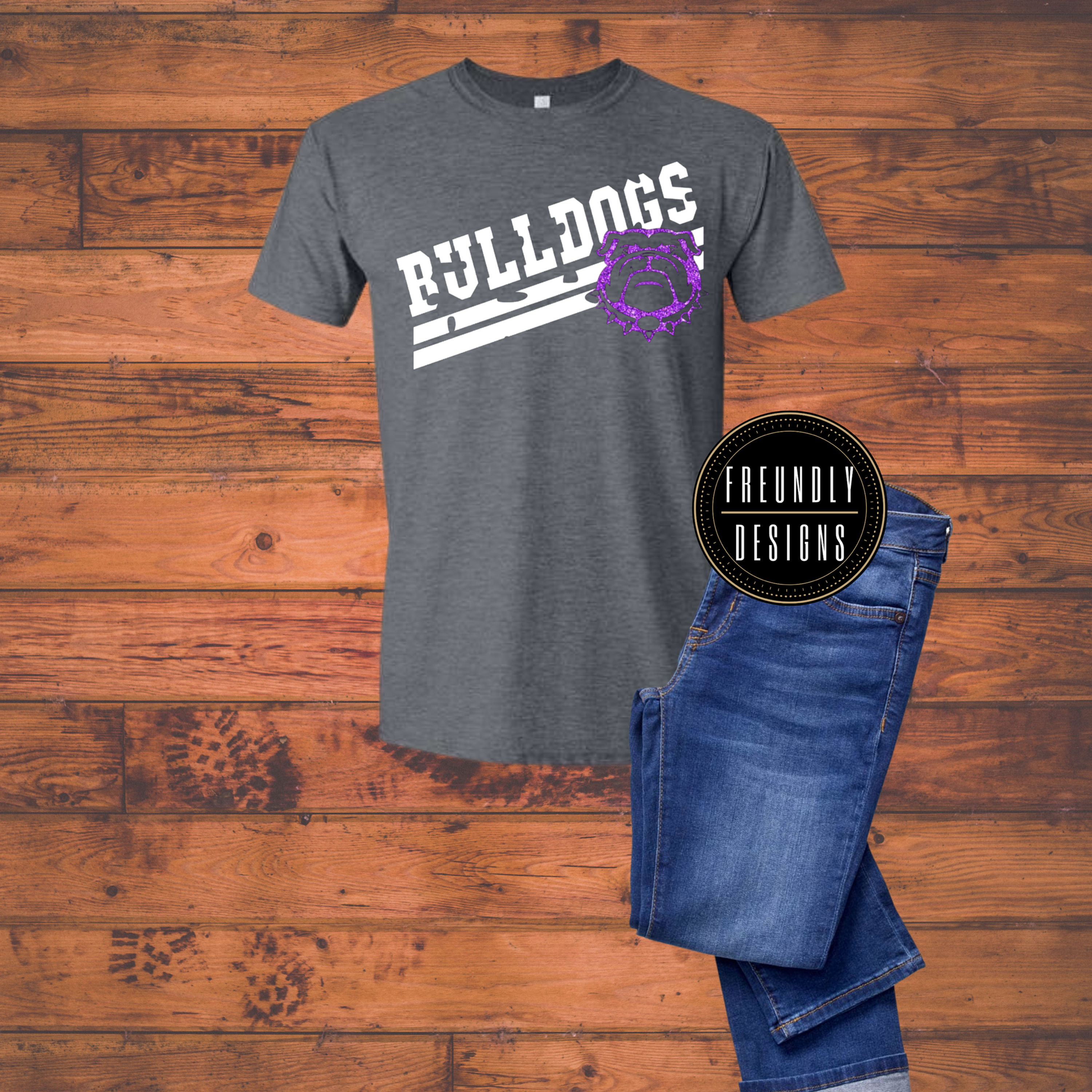 Bulldogs Distressed Glitter