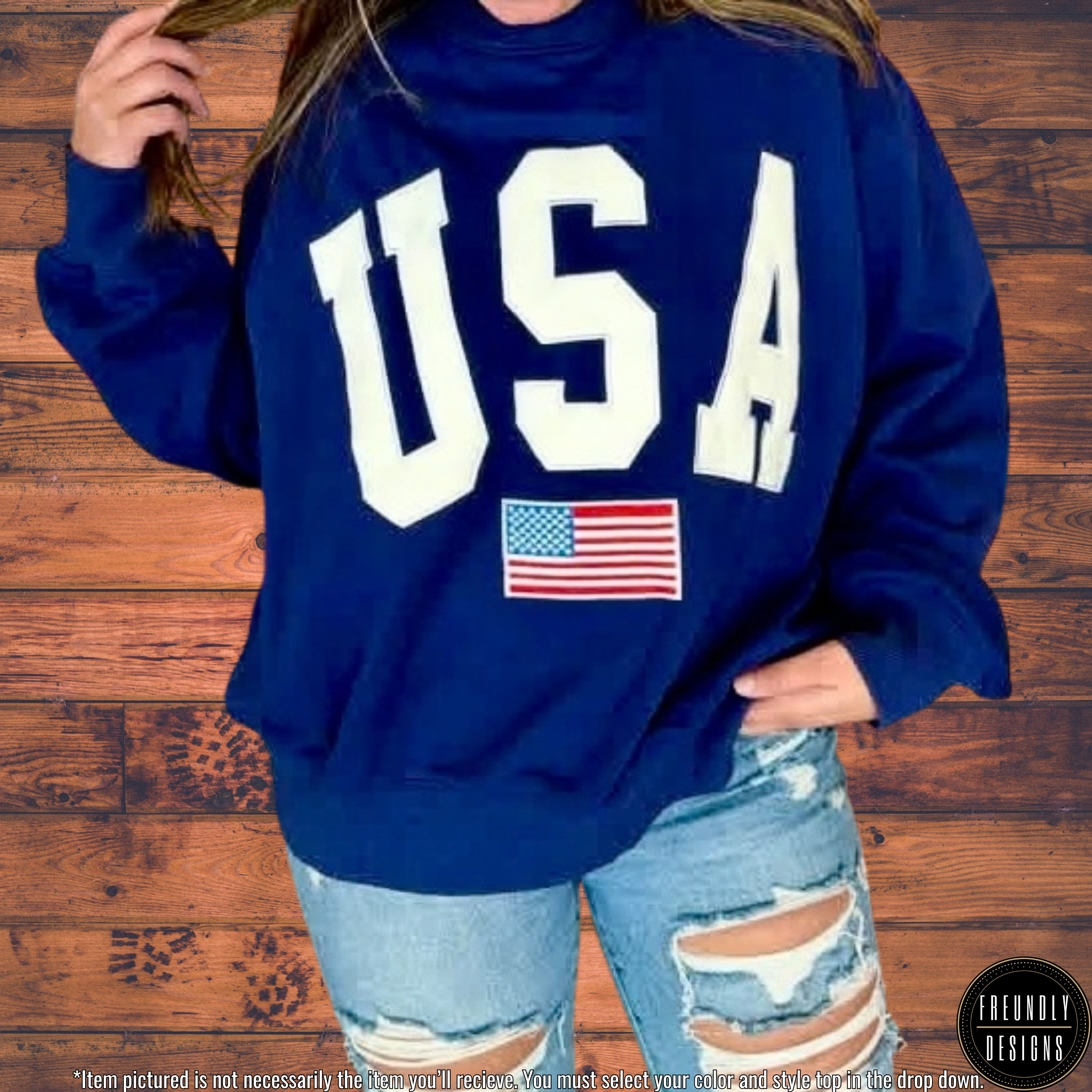 USA America Mockneck Embridered