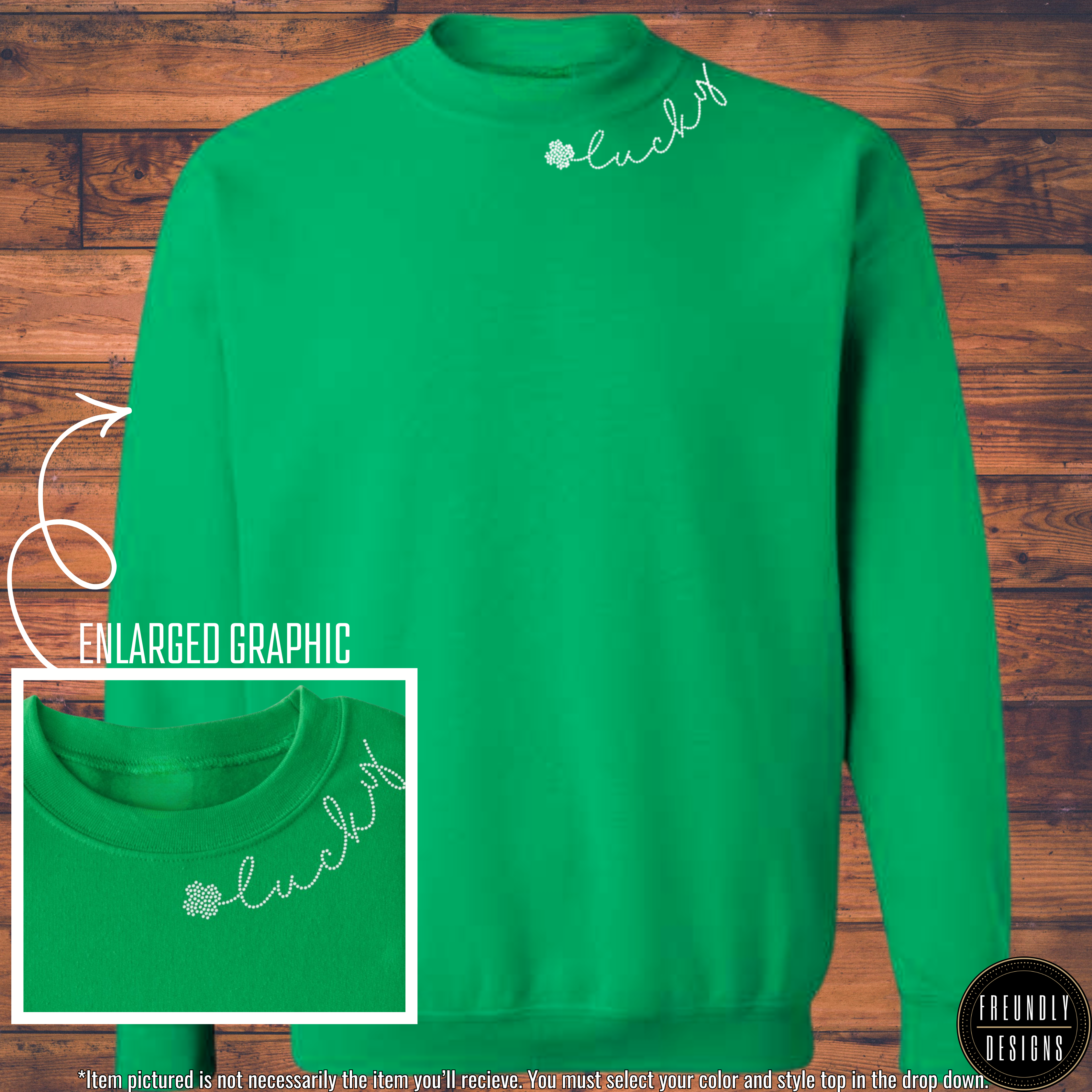 Lucky Shamrock Silver Rhinestone