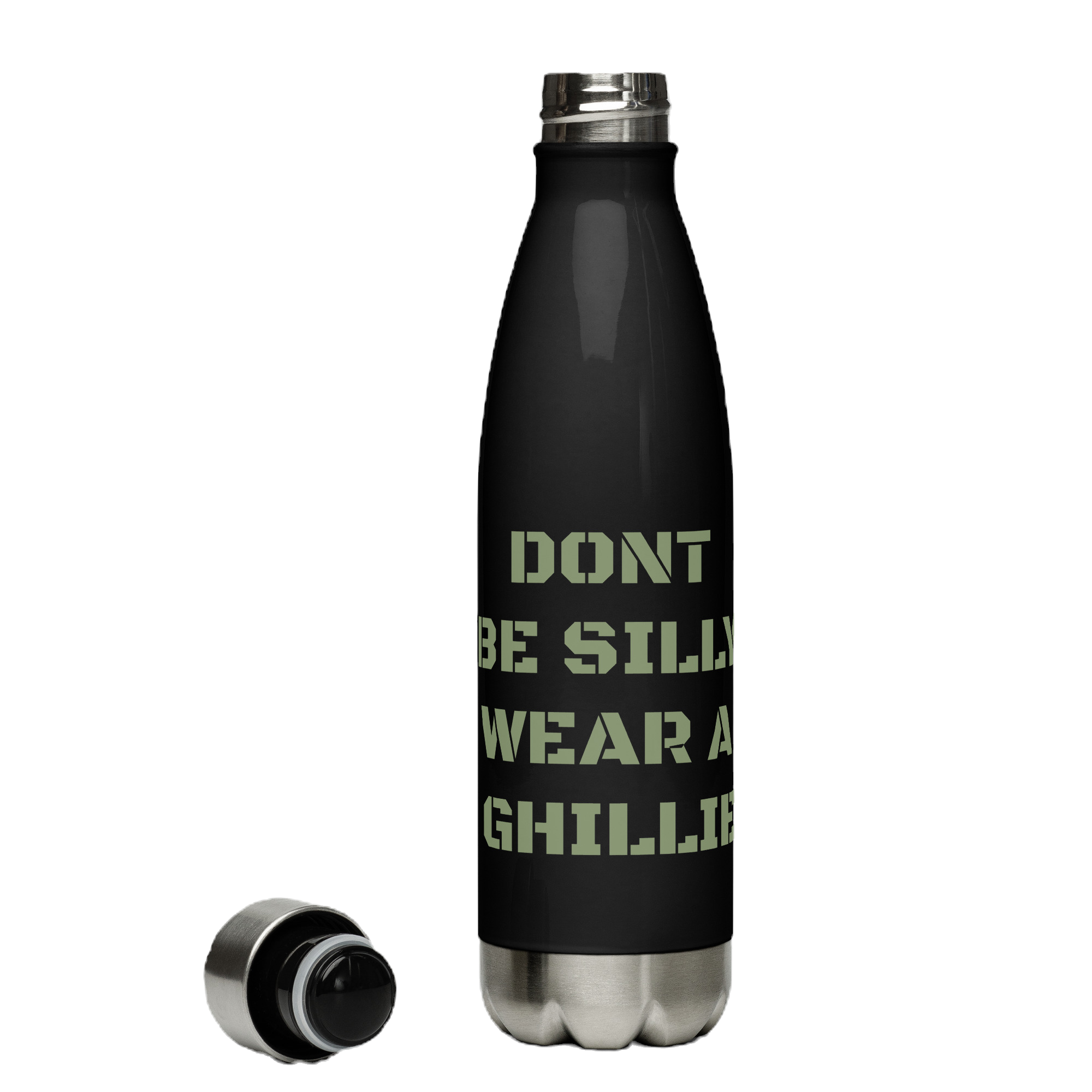 Don't Be Silly Wear a Ghillie Stainless water bottle drink container airsoft stainless steel ss airsoft tactical