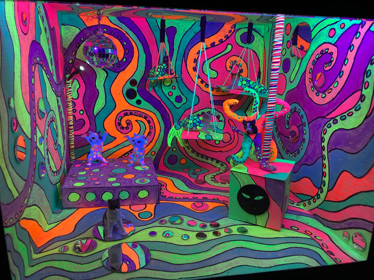 Underwater Psychedelic Disco Cat Box