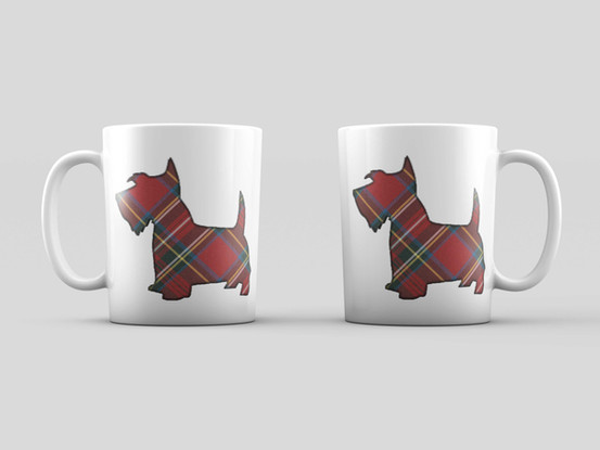 single mug with tartan scotty dog image