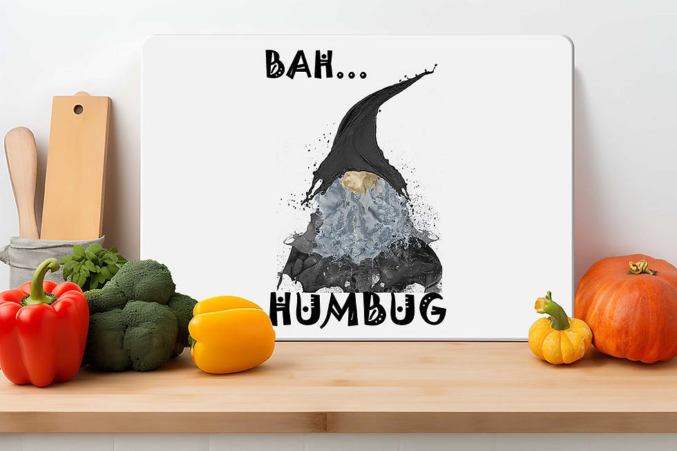 Bah Humbug Gnome Glass Chopping Boards