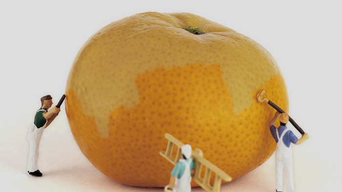 little painters painting a tangerine orange