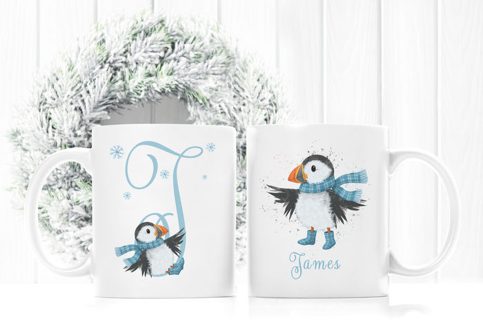 personalised puffin mug