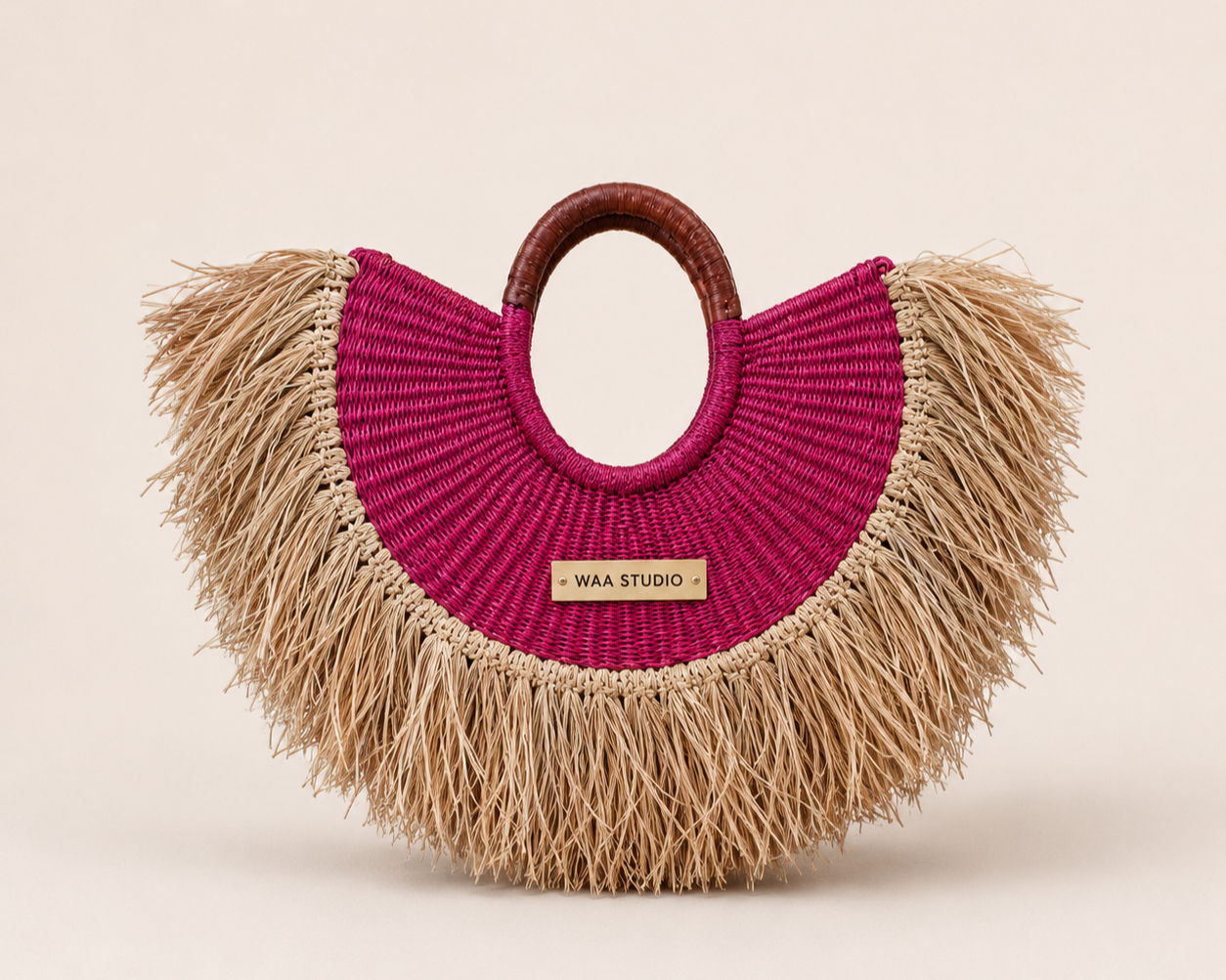 Pink Raffia Bag