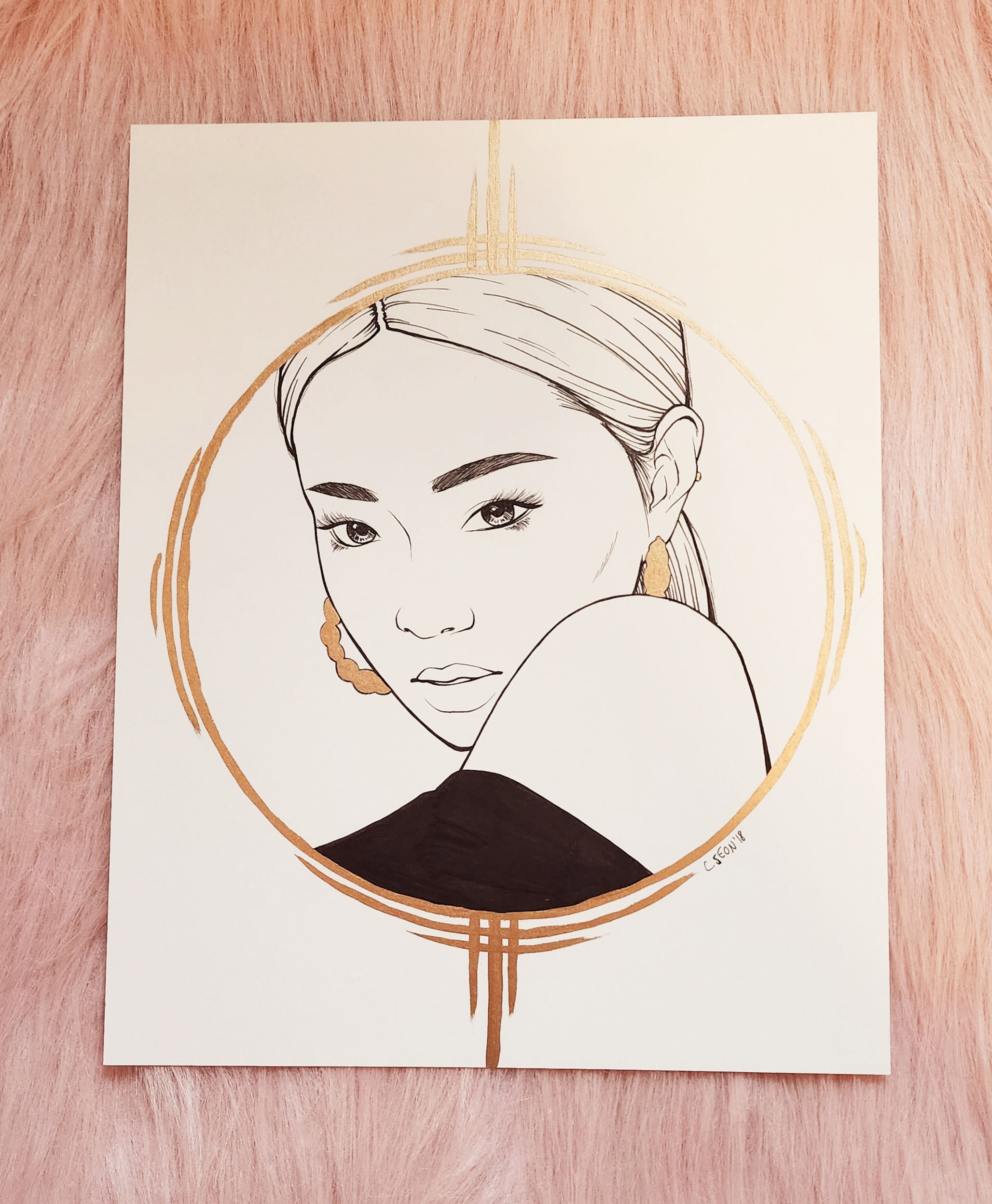 Blackpink Jennie ink portrait [B]