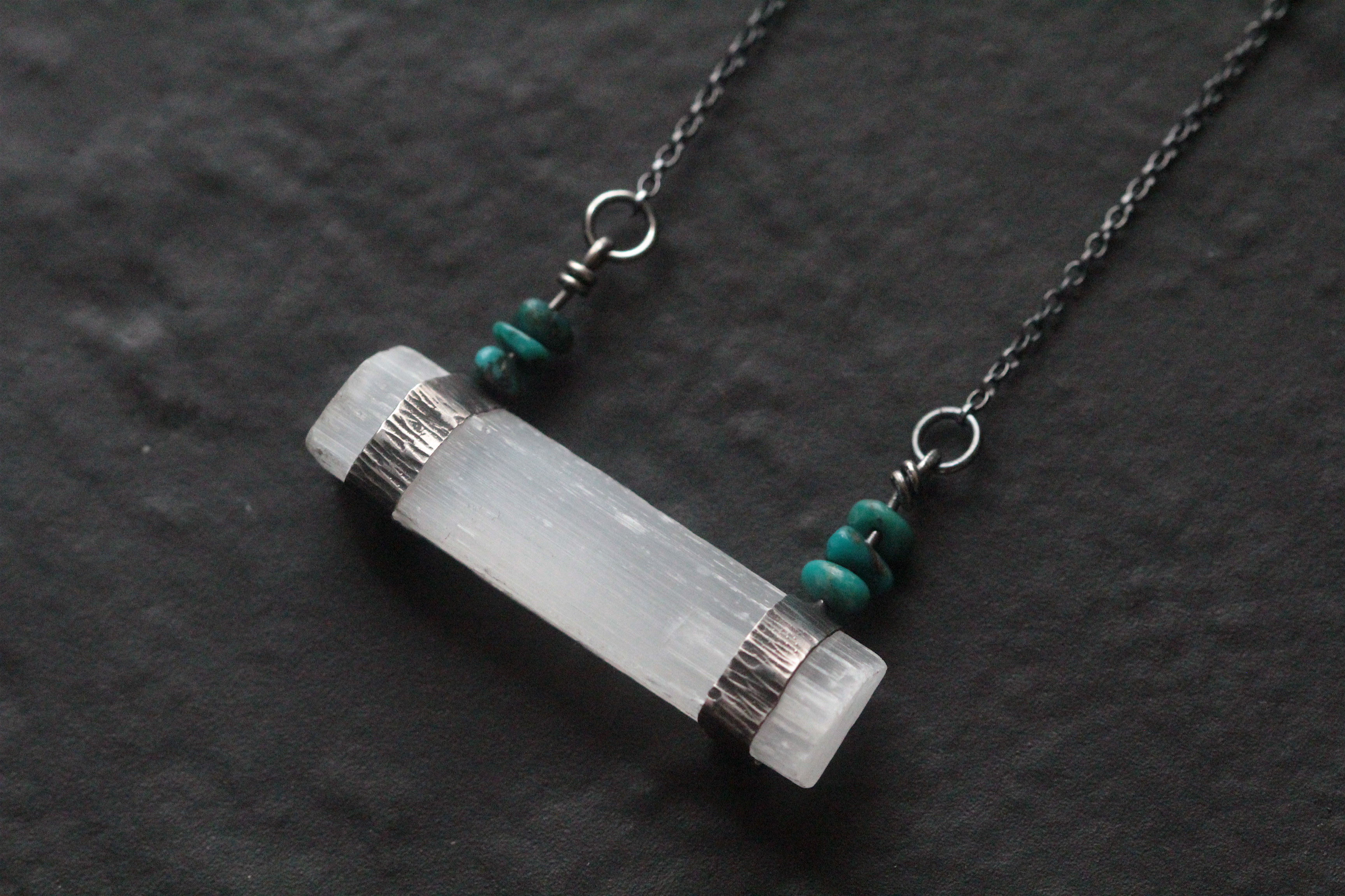 'Lunar Light' Selenite & Turquoise Necklace