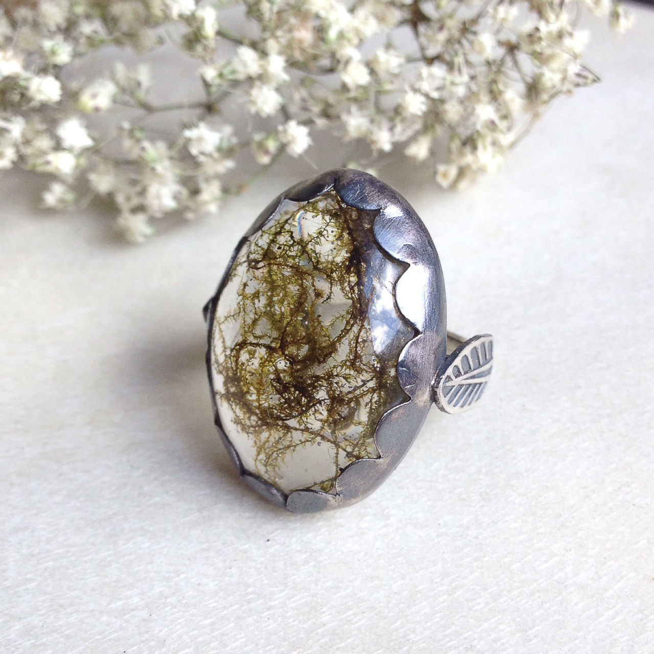 'Forest Finds' Ring with Real Moss