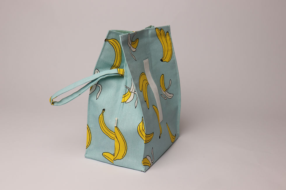 Miniaturbild: Snacktasche Bananen – Brottasche Mint, Zero Waste Lunchbag handmade