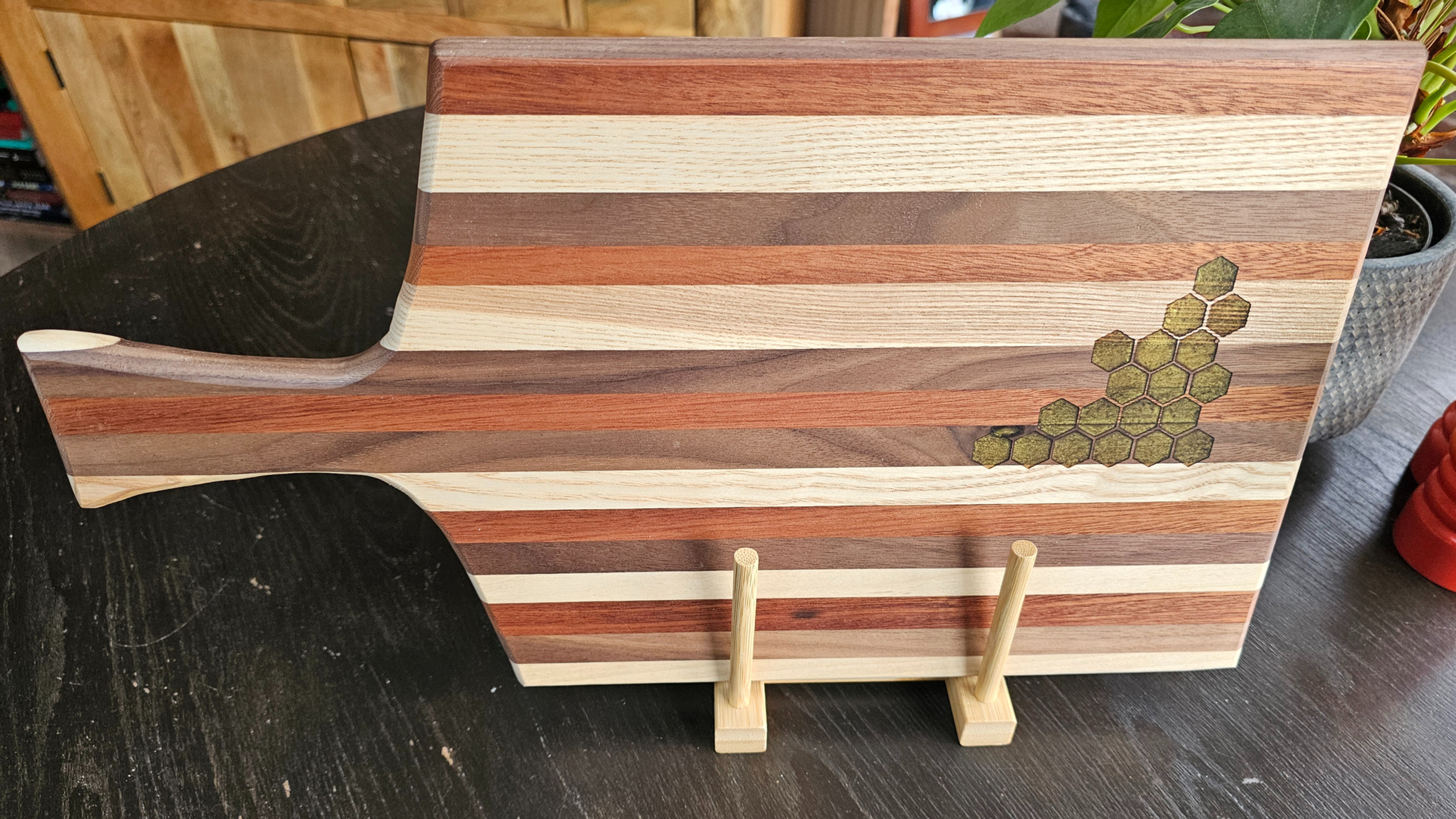 hard wood charcuturie chopping board with resin inlay