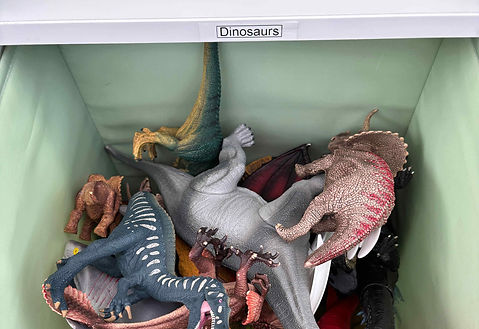 Trofast IKEA toy storage with toy dinosaurs