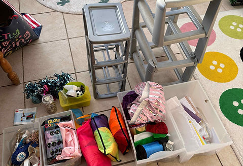A playroom during decluttering.