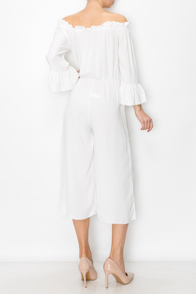 Thumbnail: Off Shoulder Jumpsuit - White