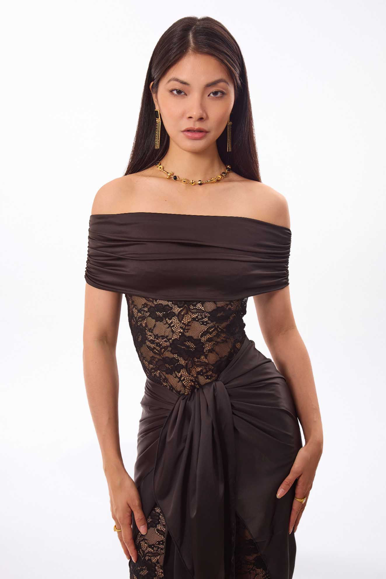 Lace Off-shoulder Maxi Dress