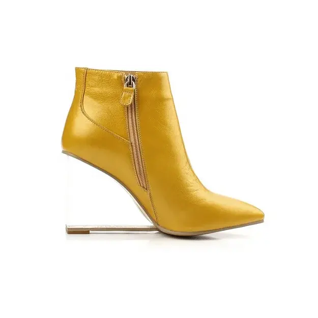 Thumbnail: Fashion Leather Women Clear High Heel Ankle Boots