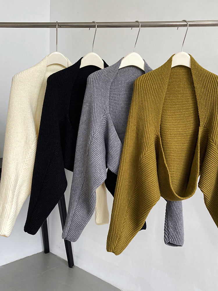 Thumbnail: Touka Knitted Shrug Scarf - Gray