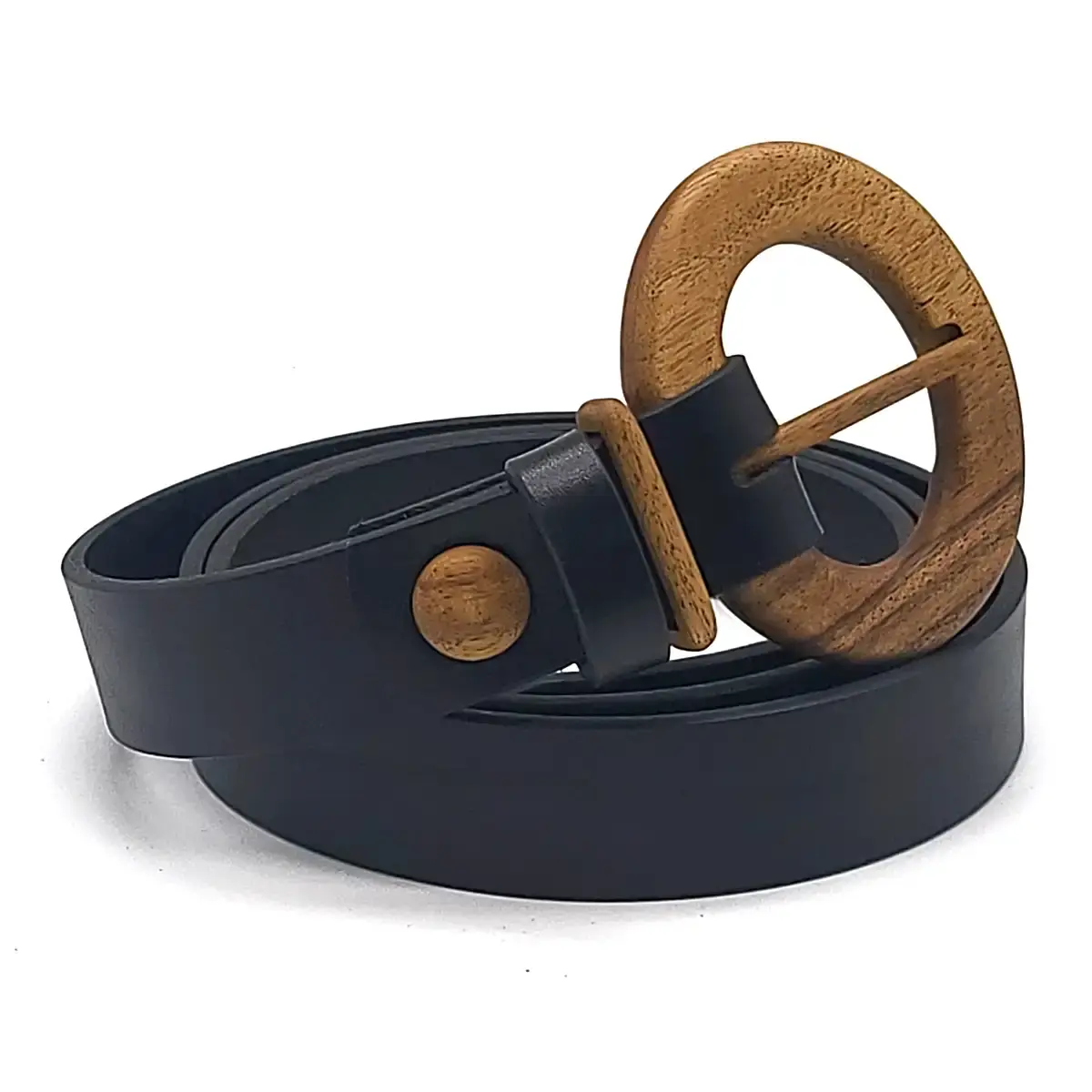 Luxury Women's Leather Wood Belt Fuji Happiness