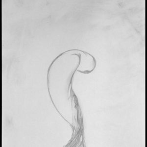 Na cestě své schoulená, intuitivní kresba tužkou od Hany Pospíšilové.