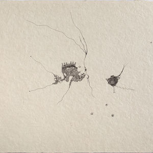 Série Bublinky, intuitivní kresba kaligrafickým perem na ručním papíru od Hany Pospíšilové.