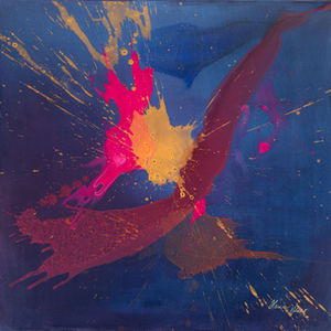 Skvrny a stíny I, intuitivní malba, akryl na plátně od Hany Pospíšilové