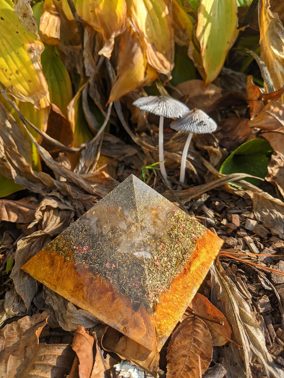Thumbnail: NEW! Soul's Gold GIZA Orgonite Protection Pyramid (4" in base)