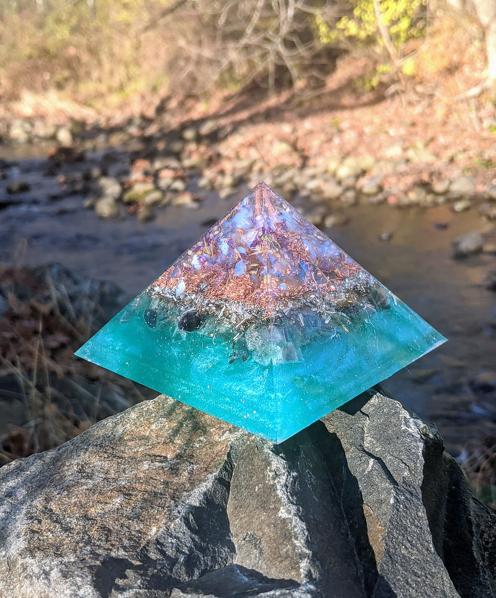 Thumbnail: NEW! GIZA 'Healing Waters' Orgonite Crystal Pyramid (4x4 base)