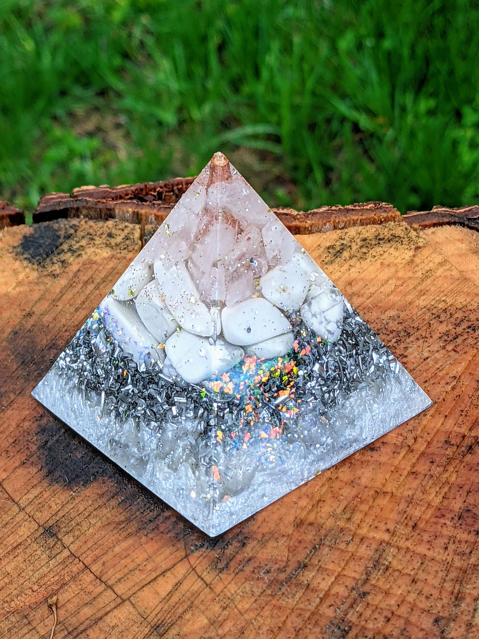 Thumbnail: Tall 'Guardian Angel Crystal Pointy Orgonite Pyramid of Peace' (2.5" tall)