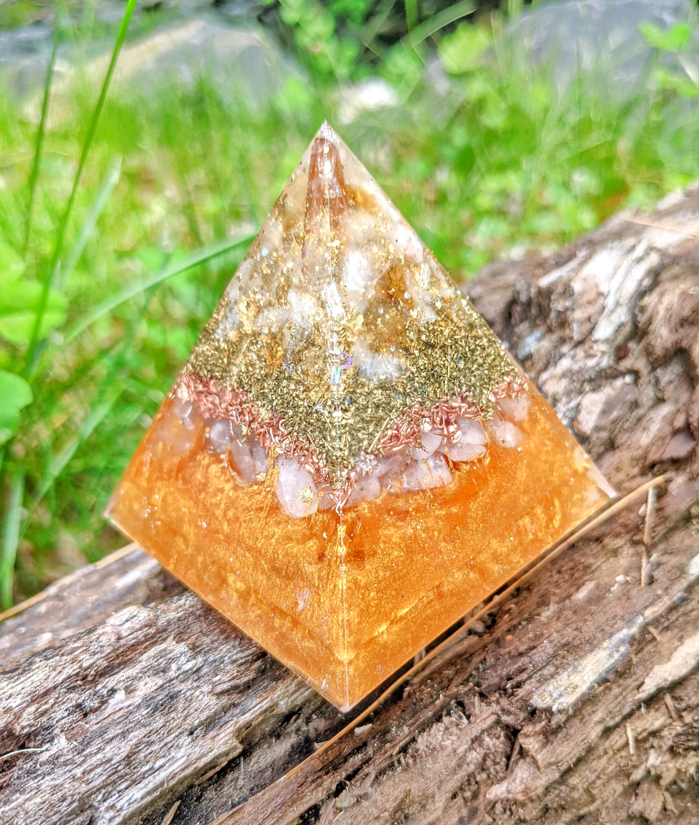 Thumbnail: Soul's Gold Orgonite Protection Pointy Crystal Pyramid (2.5" tall)