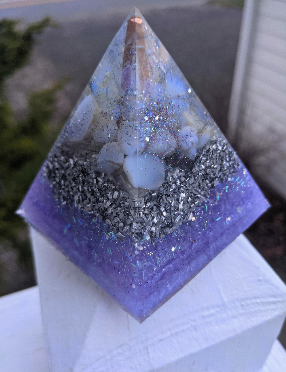 Thumbnail: Tall 'Angel of Sleep' Pointy Orgonite  Crystal Pyramid