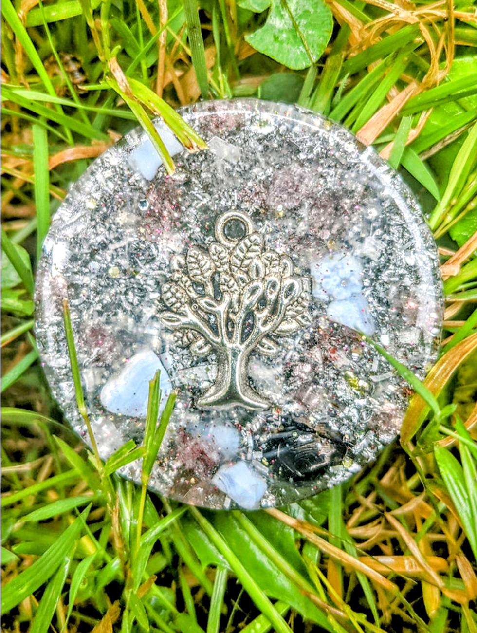 Thumbnail: NEW PRODUCT!  Handmade Tree of Life Orgonite Protection Puck (Cell Phone etc)