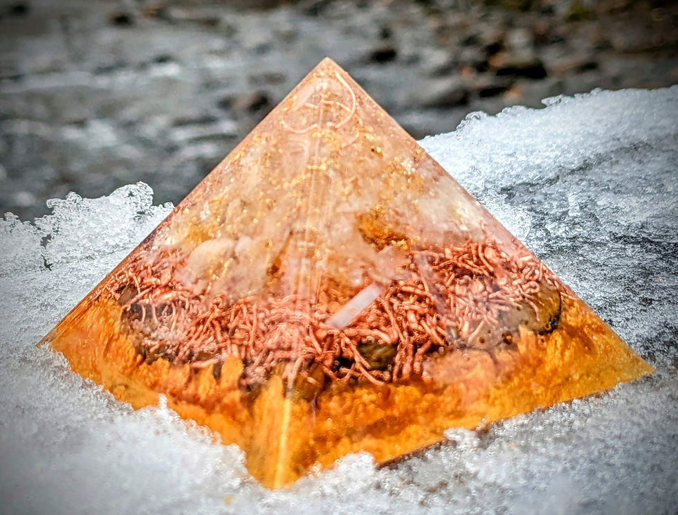 Thumbnail: Petite (Small) Soul's Gold Orgonite Giza Crystal Pyramid