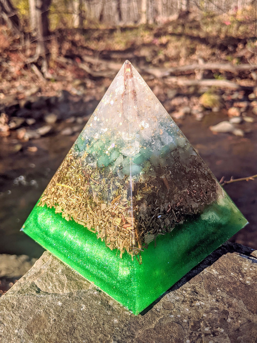 Thumbnail: NEW! LARGE 'A New Earth' Orgonite Pointy Crystal Pyramid (4.5" Tall)