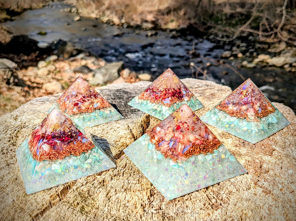 Thumbnail: NEW SIZE! Petite Giza Fairy Garden of Light Crystal Orgonite Pyramid