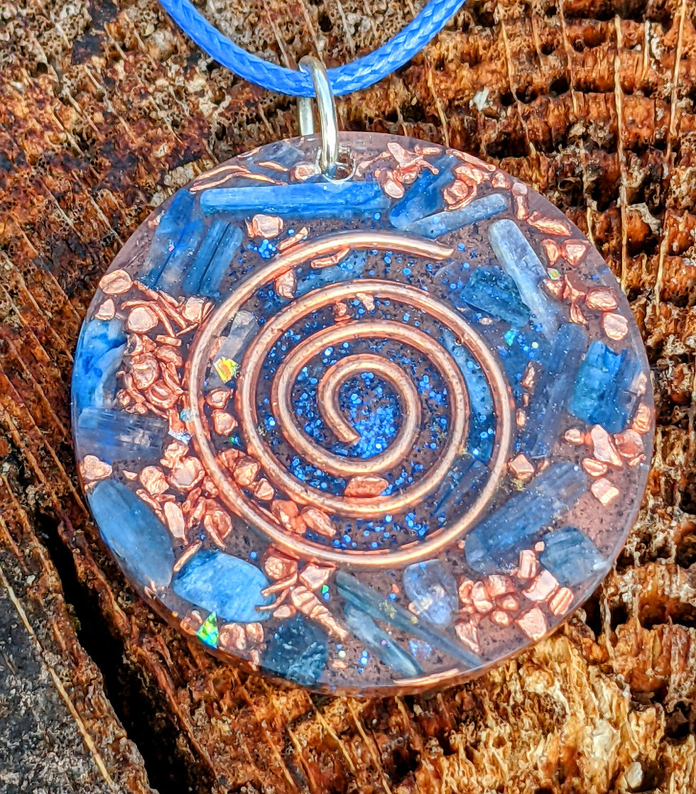 Thumbnail: NEW! Large Blue Kyanite Orgonite EMF Protection Medallion