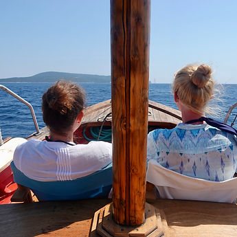 Passangers relaxing on the day cruise through the Alonissos Marine Park