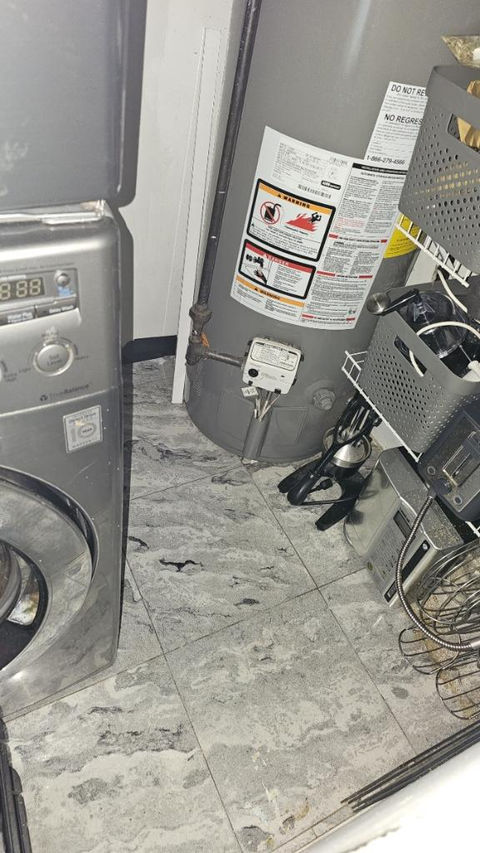 Water heater and washer in laundry room