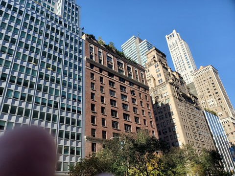 Tall city buildings on a sunny day