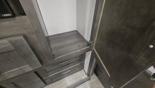 RV storage cabinet with pull-out shelf and drawers