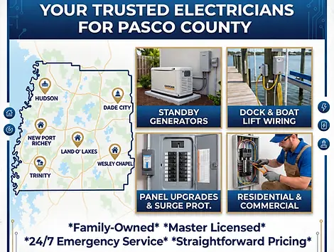 Pasco County electrician for panel upgrades and generators